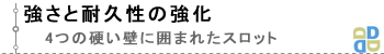 強さと耐久性の強化。４つの硬い壁に囲まれたスロット